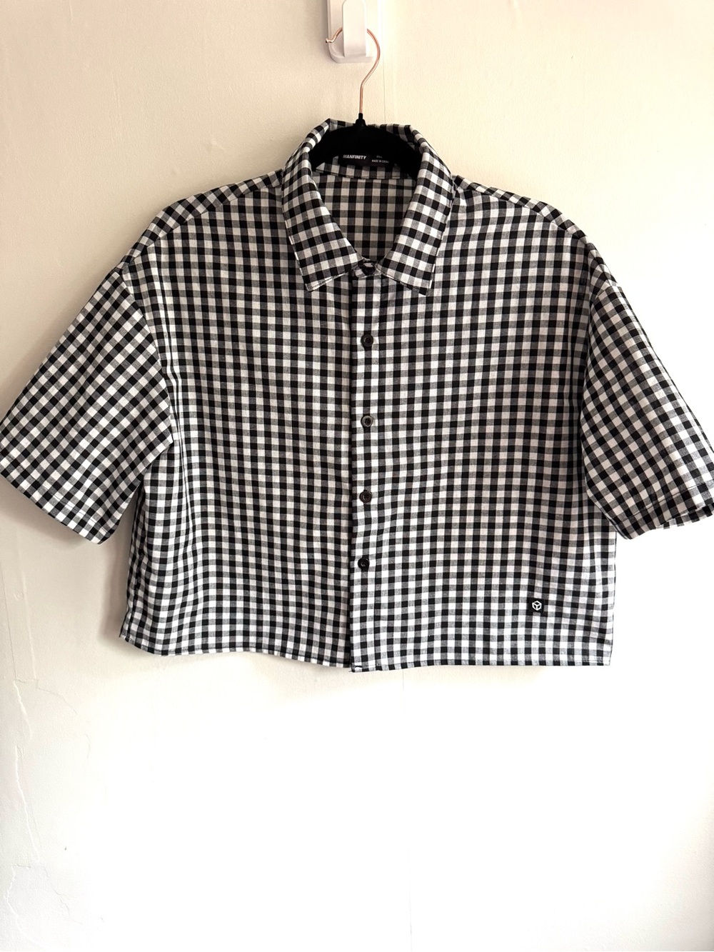 Manfinity Black & White Gingham Short-Sleeve Shirt